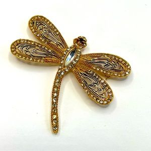Vintage Rhinestone Dragonfly Brooch